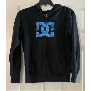 DC brand full zip black jacket with hood
